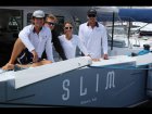 Foxtrot on waves of Atlantic ocean - control of catamaran technologies - Gunboat 66 SLIM